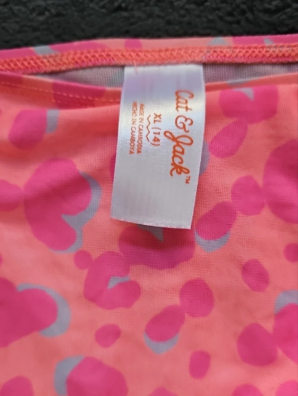 Cat & Jack Neon Pink Heart Print One-Piece Swim Set with Ruffle Skirt